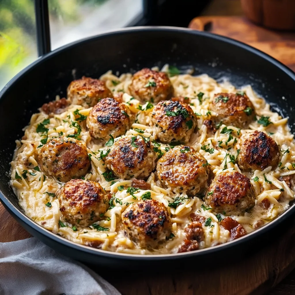 Marry Me Chicken Meatball Orzo Recipe