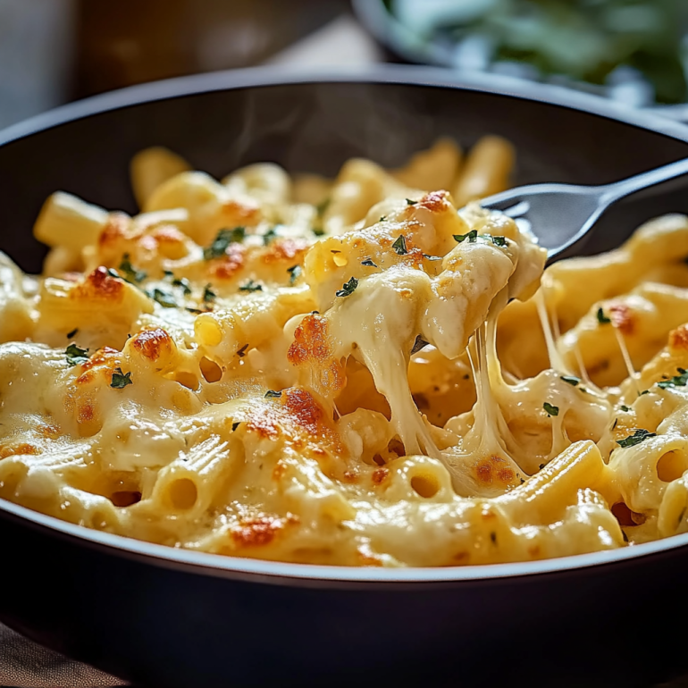 One-Pan White Cheddar Mozzarella Pasta Delight
