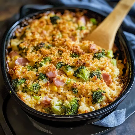 Ham Casserole with Broccoli and Rice