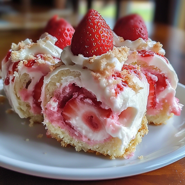 Sweet Strawberry Shortcake Cheesecake Rolls