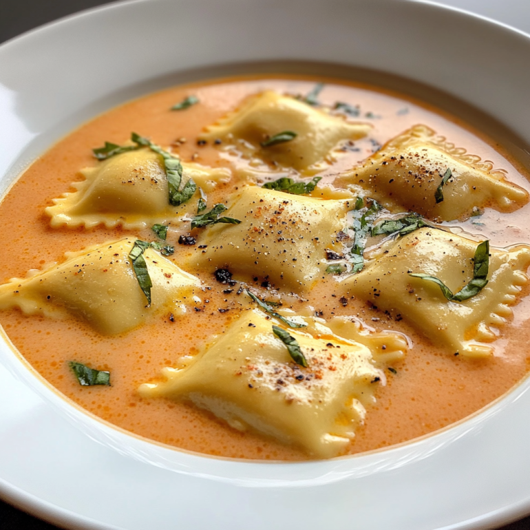 Creamy Tuscan Ravioli Soup