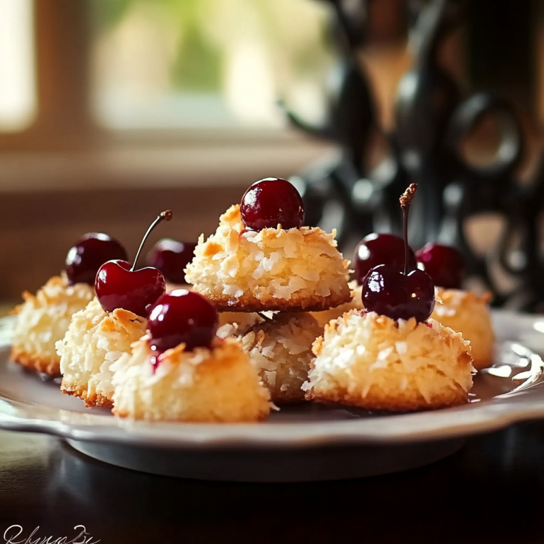 Cherry Topped Coconut Macaroons