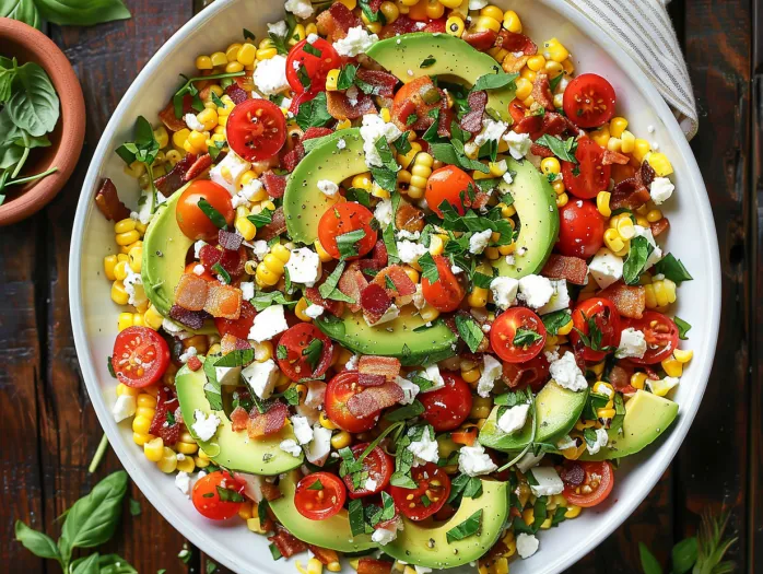 Avocado Corn Tomato Salad with Creamy Cilantro-Lime Dressing: Summer on a Plate