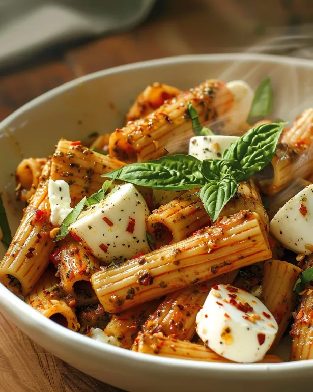 Red Chilli Pesto Rigatoni: When Basic Pesto Gets a Glow-Up