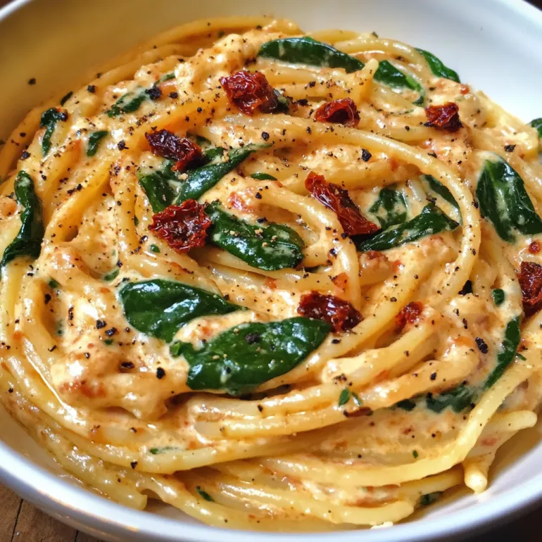 Spaghetti & Spinach with Sun-Dried Tomato Cream Sauce: Pasta Night Just Got an Upgrade
