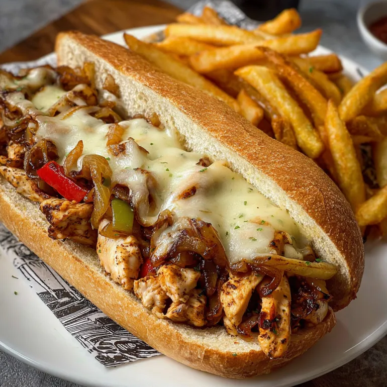 Chicken Cheesesteak with Provolone, Onions & Peppers