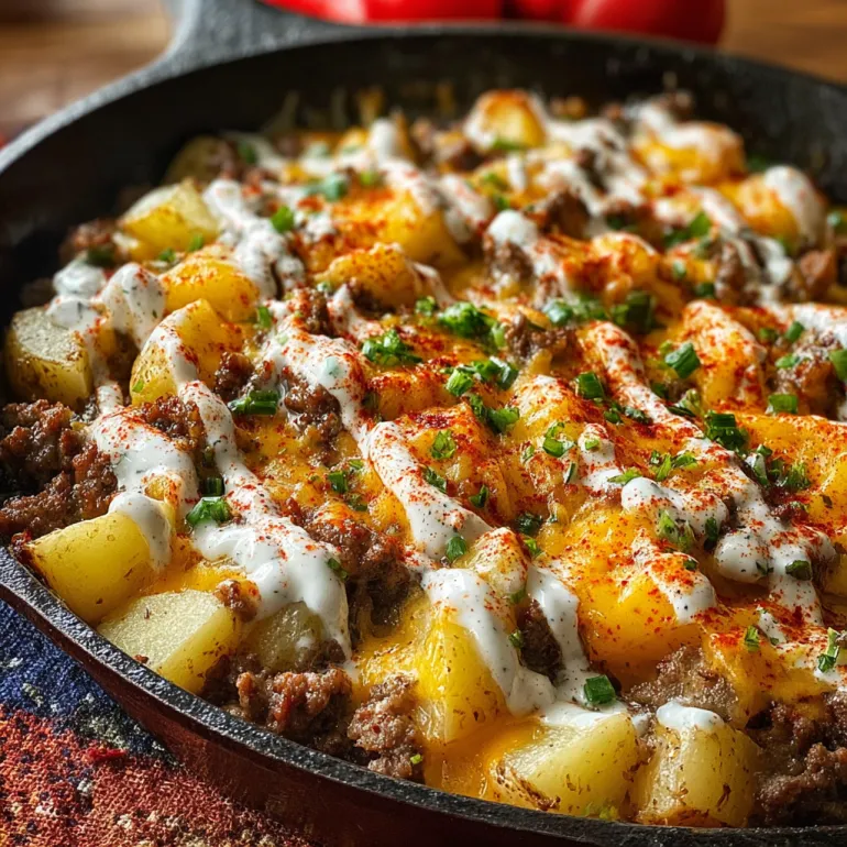 Sizzling Cheesesteak Potato Skillet