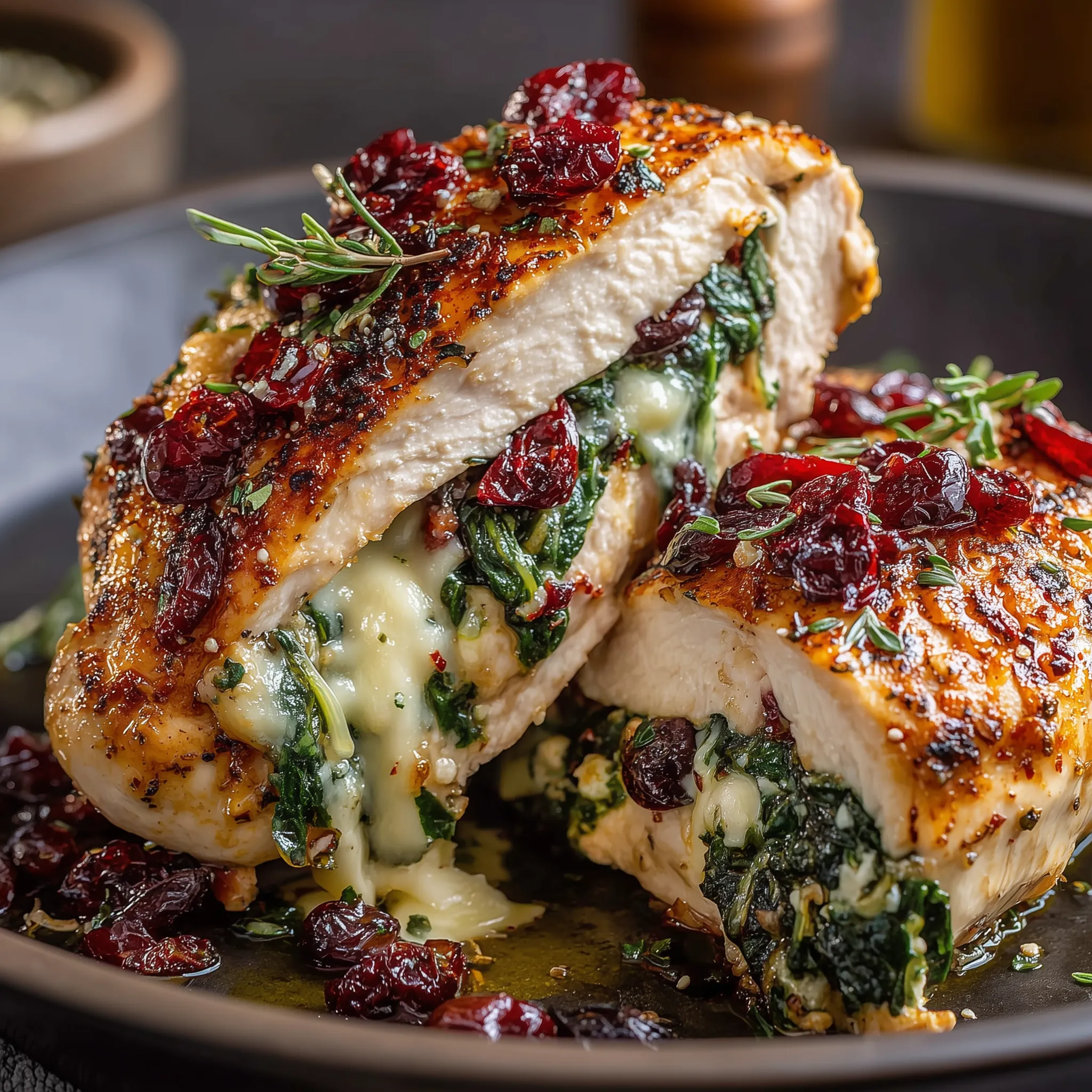 Cranberry Spinach Stuffed Chicken