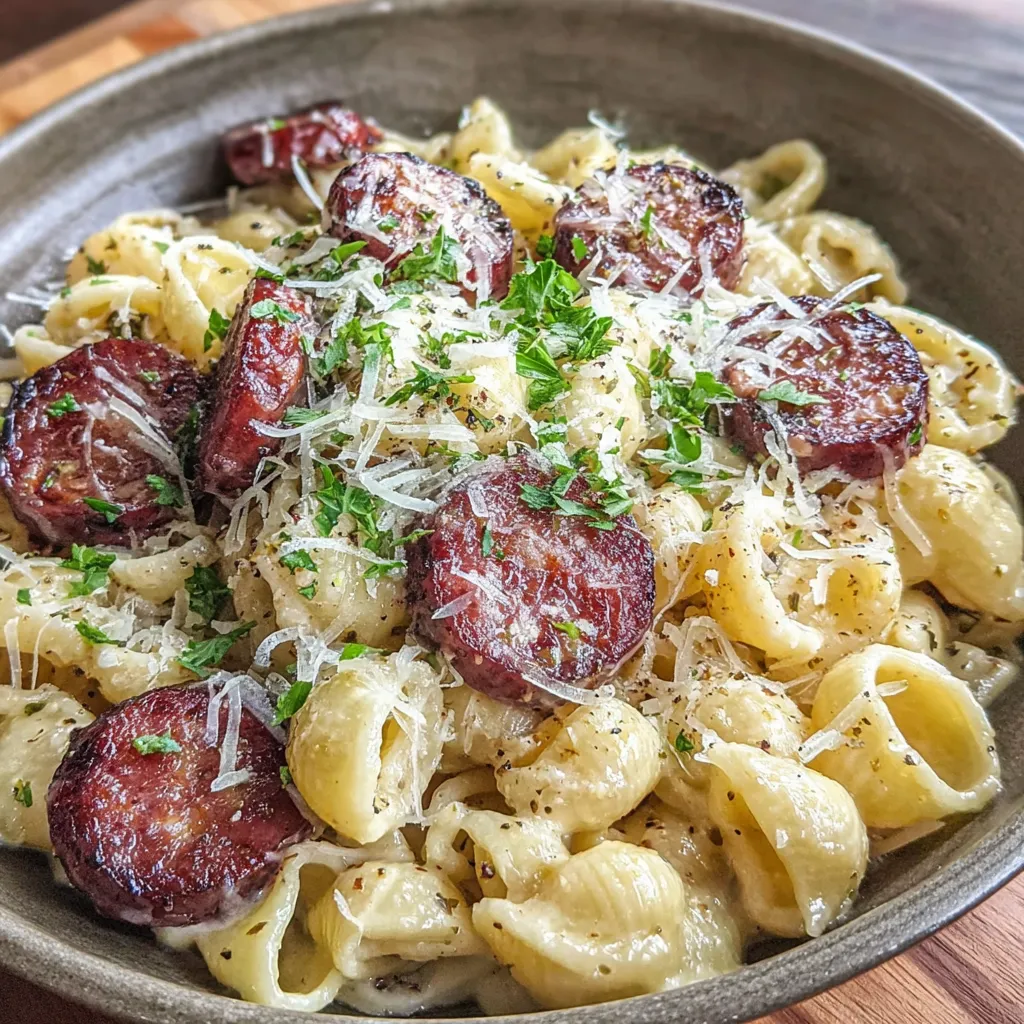Smoked Sausage Alfredo Pasta