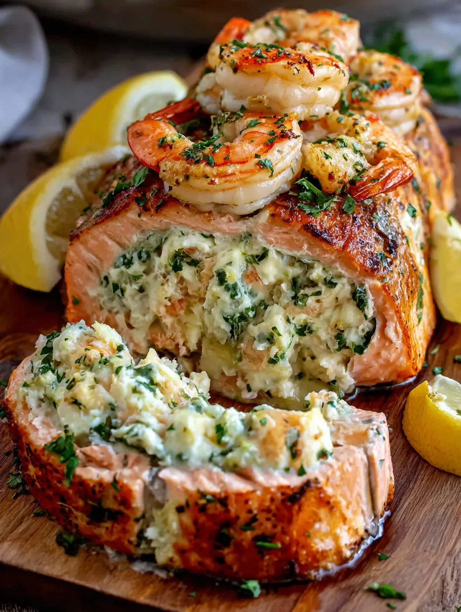 Crab Shrimp Stuffed Salmon