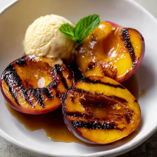 Grilled Peaches with Vanilla Cream