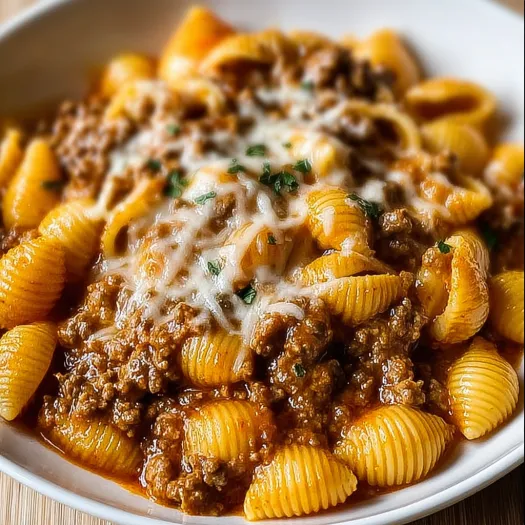 One Pot Cheesy Beef Shells