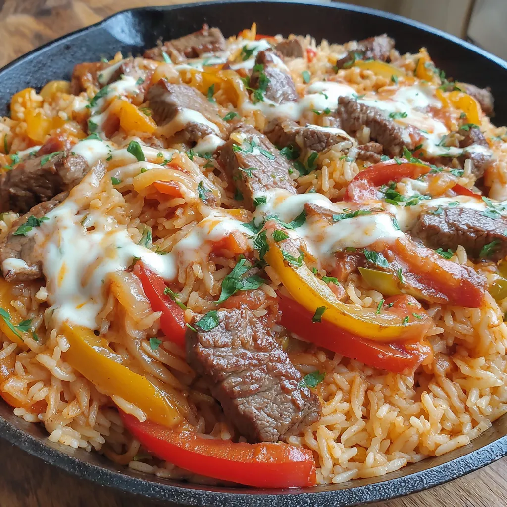 Queso Steak Fajita Skillet