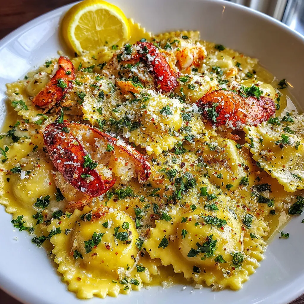 Lobster Ravioli with Garlic Butter Sauce