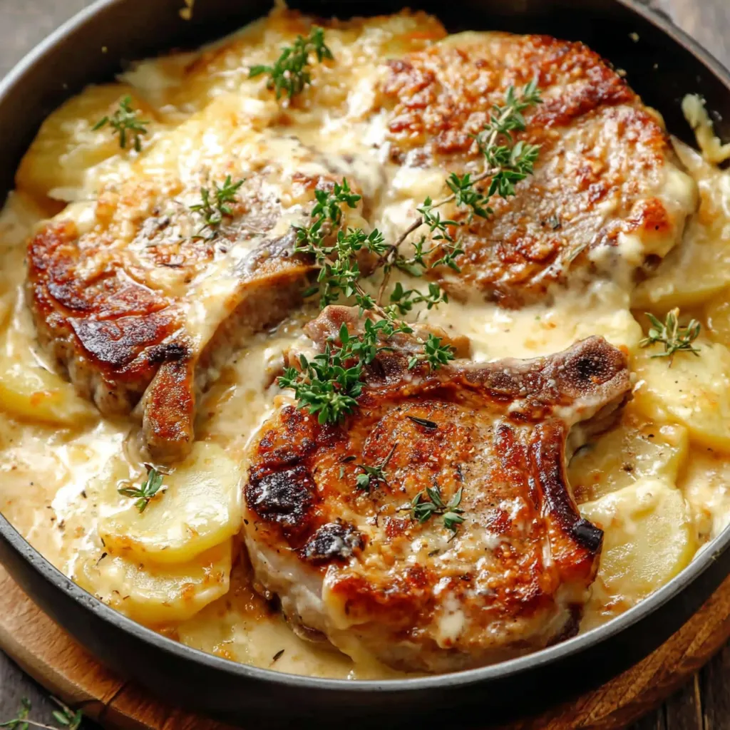 Smothered Pork Chop and Scalloped Potato Casserole