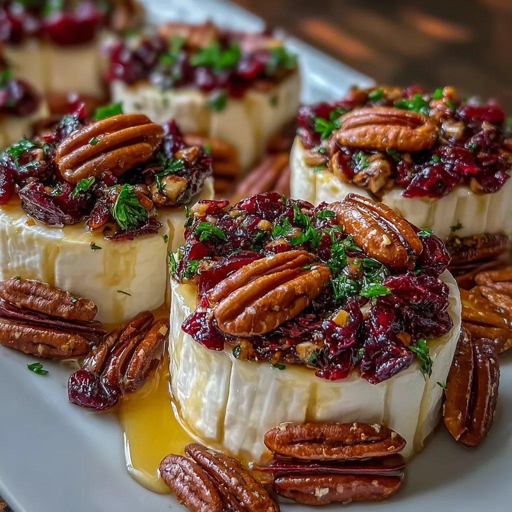Candied Pecan Cranberry Brie Bites