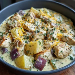 High-Protein Creamy Garlic Cheesy Chicken & Potatoes
