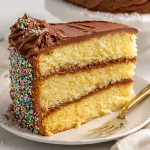 Yellow Birthday Cake with Milk Chocolate Frosting