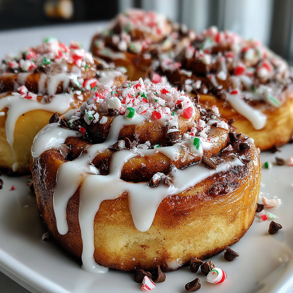 Peppermint Bark Cinnamon Rolls