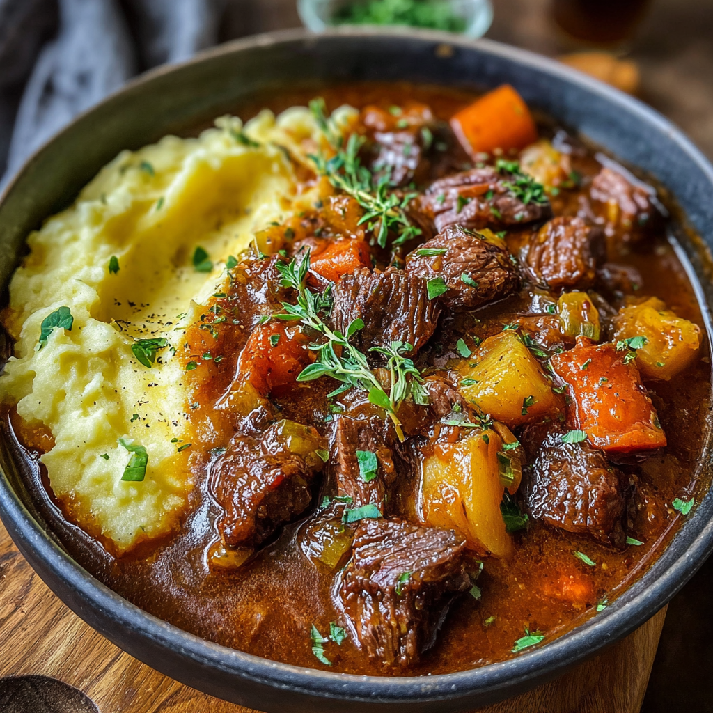 Rustic Irish Beef Stew with Colcannon Mash