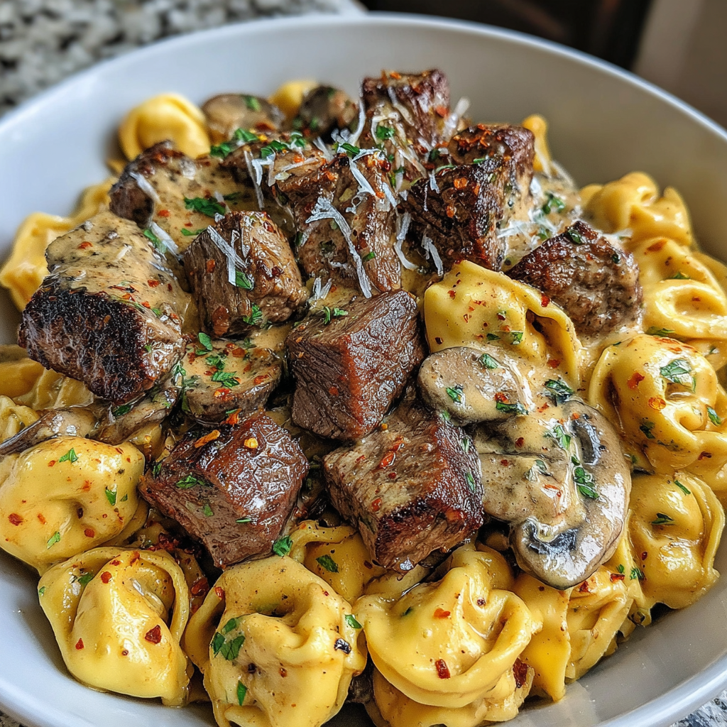 One-Pan Cowboy Butter Tortellini Steak Bites