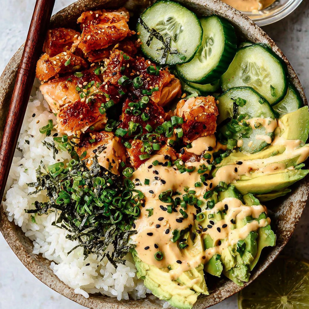 Spicy Salmon Bowls with Coconut Rice
