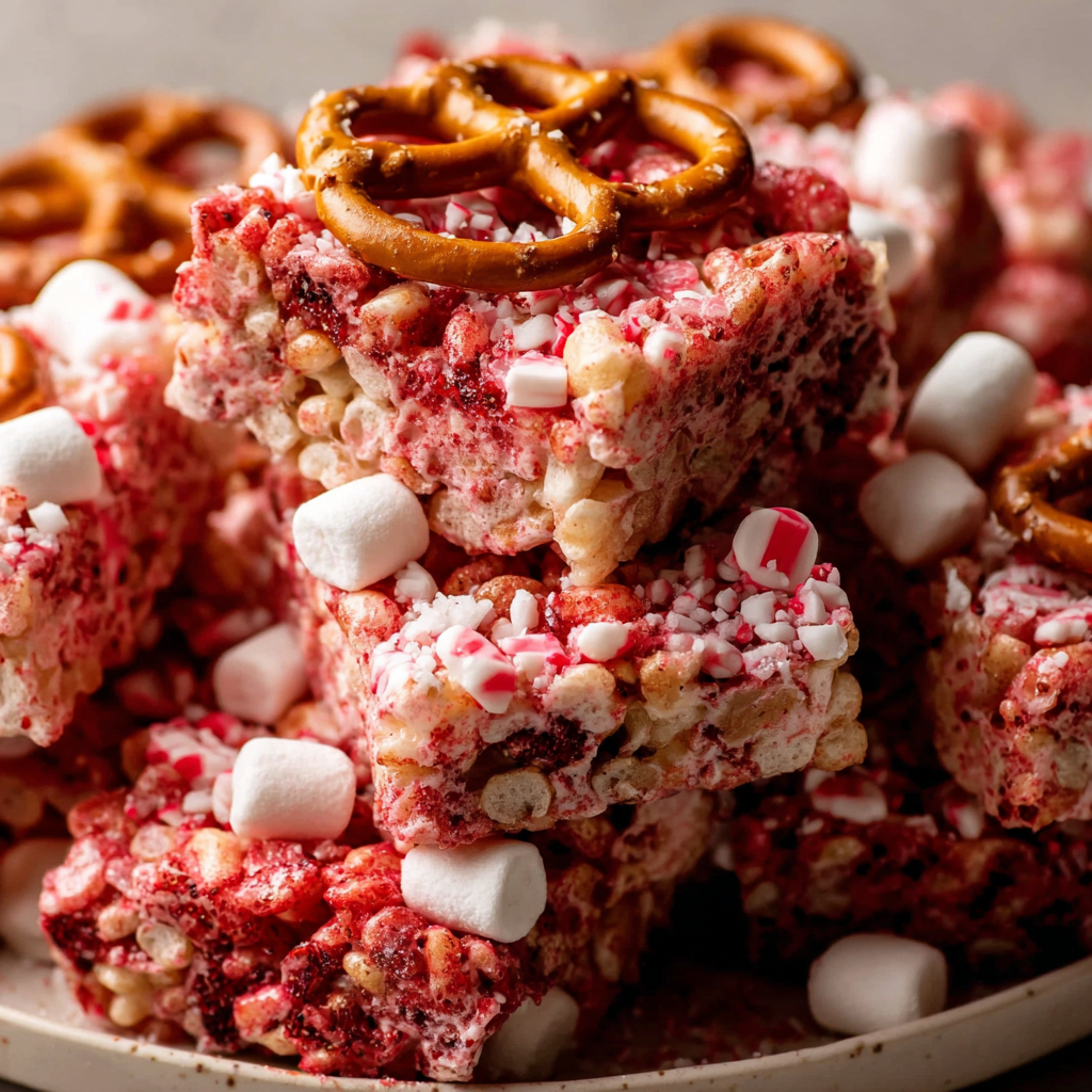 Strawberry Pretzel Marshmallow Treats