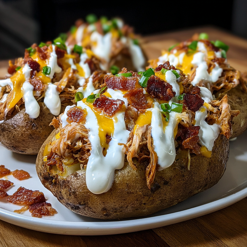 Bacon Ranch Pulled Pork Stuffed Potatoes