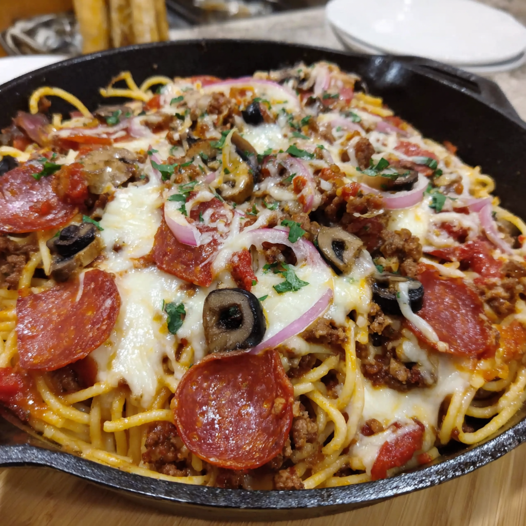 Loaded Pizza Spaghetti Bake