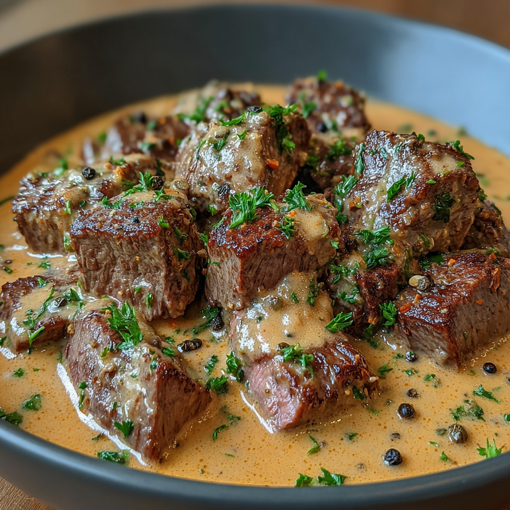 Tender Beef Fillet with Creamy Pepper Sauce