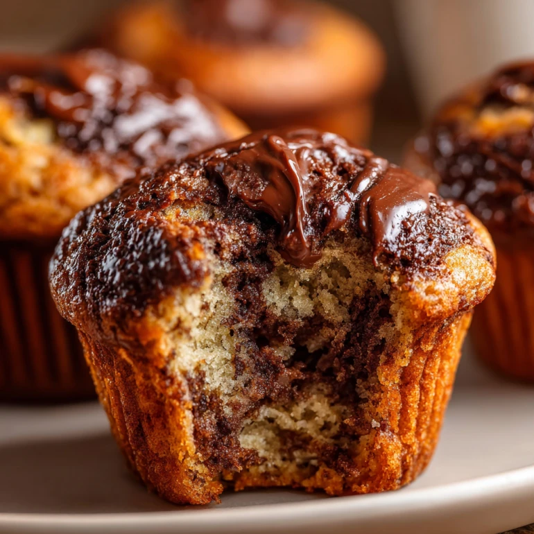 Nutella Swirled Banana Muffins