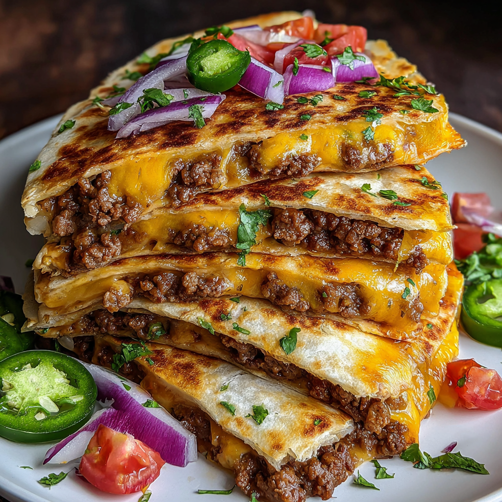 Juicy Spicy Cheddar Smashburger Quesadillas