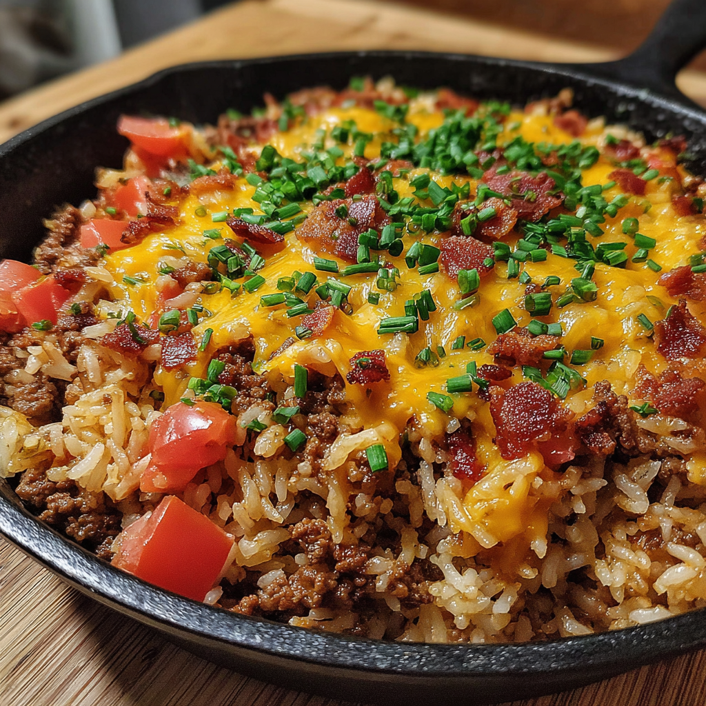 Bacon Cheeseburger Rice Skillet