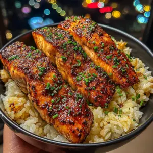 Cajun Spiced Salmon Strips with Garlic Rice