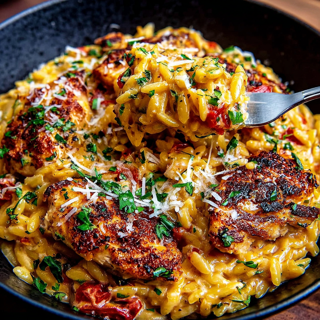 One-Pot Cajun Chicken Alfredo Orzo