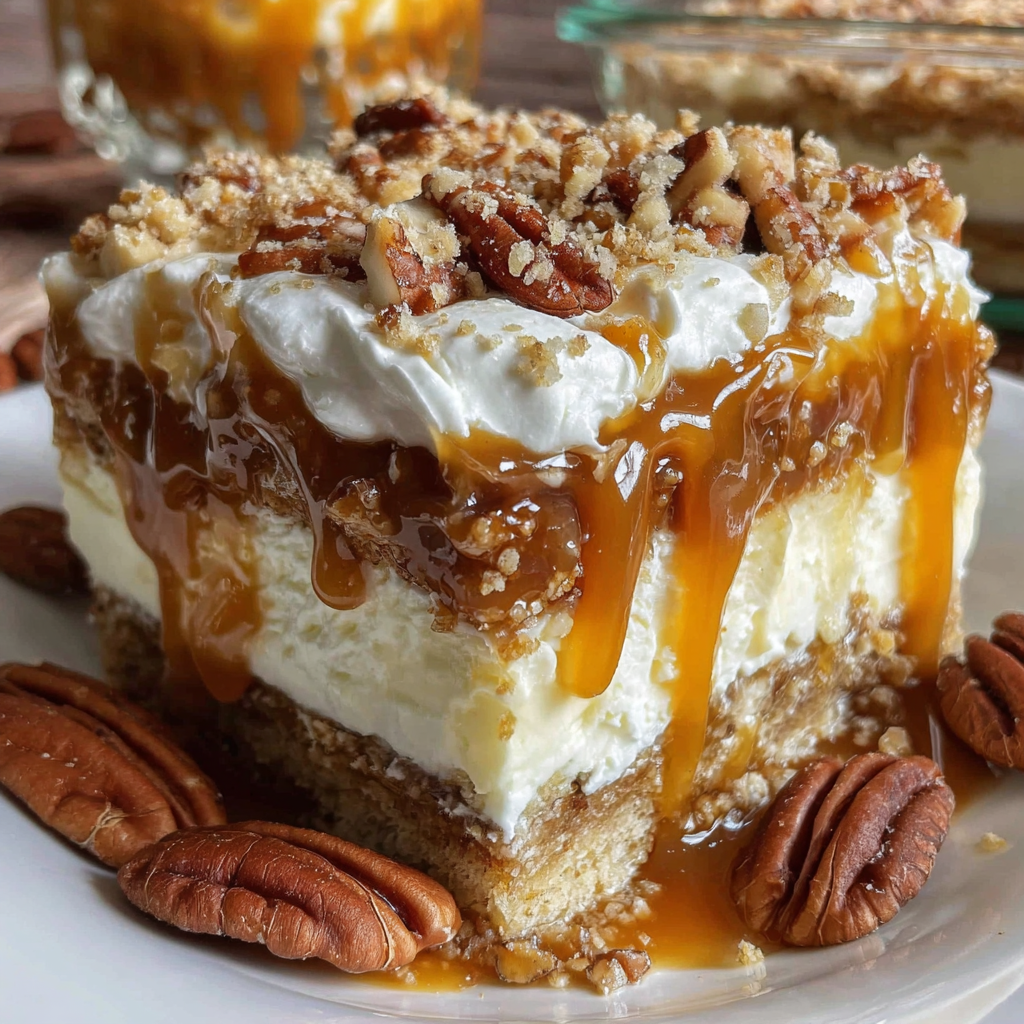 Caramel Pecan Lasagna Squares