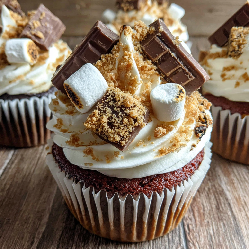 Smores Chocolate Marshmallow Cupcakes
