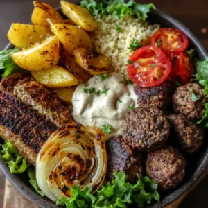 Burger Bowls with Caramelized Onion Aioli