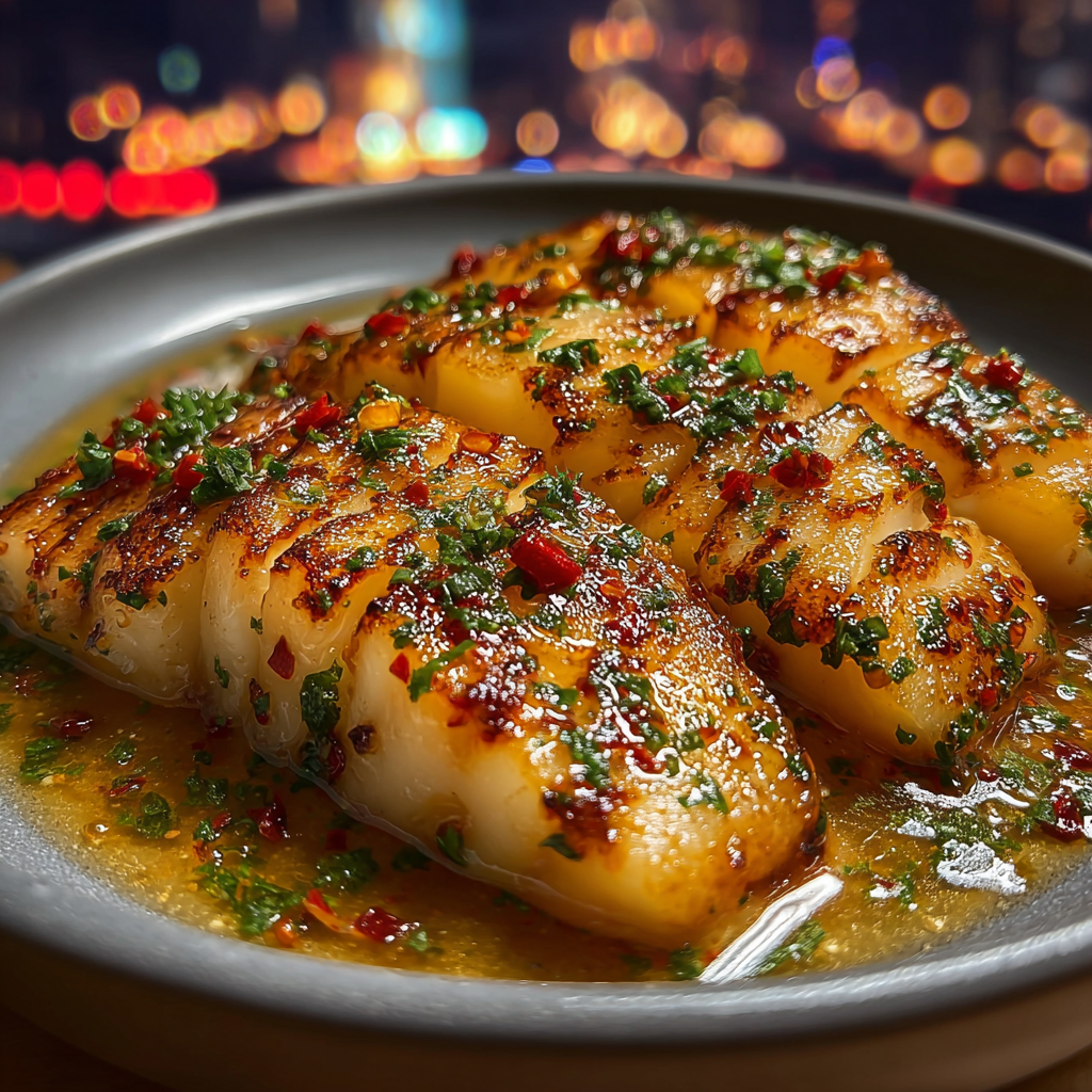 Garlic Butter Cod Strips with Sweet Chili Lime Sauce