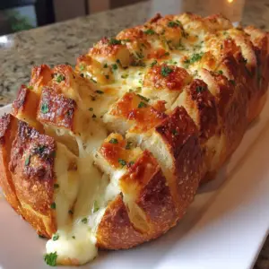 Crusty stuffed garlic bread packed with mozzarella