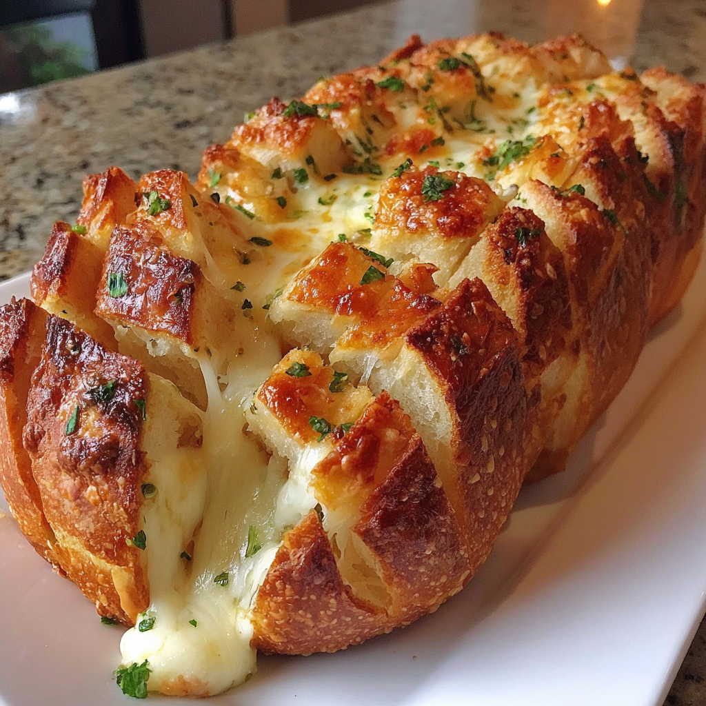 Crusty Stuffed Garlic Bread Mozzarella