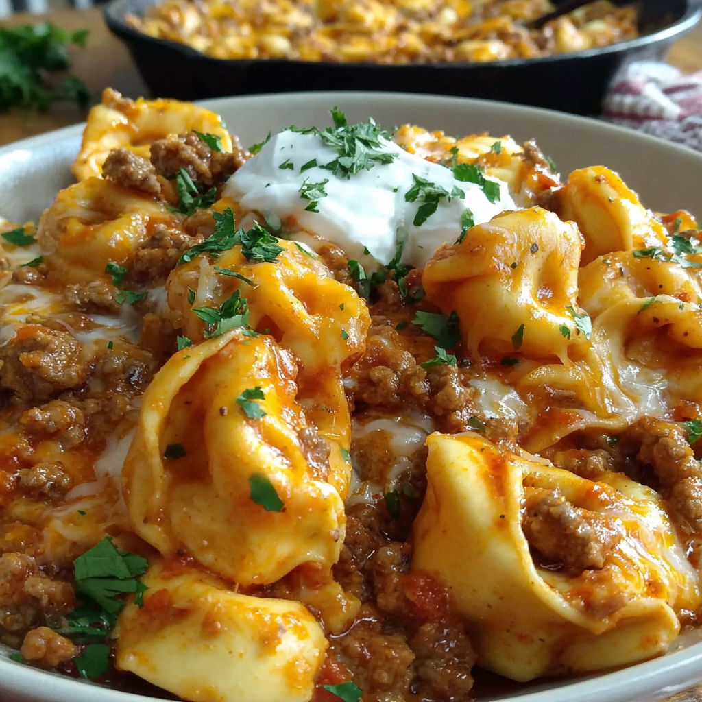 Cheesy Taco Tortellini Skillet