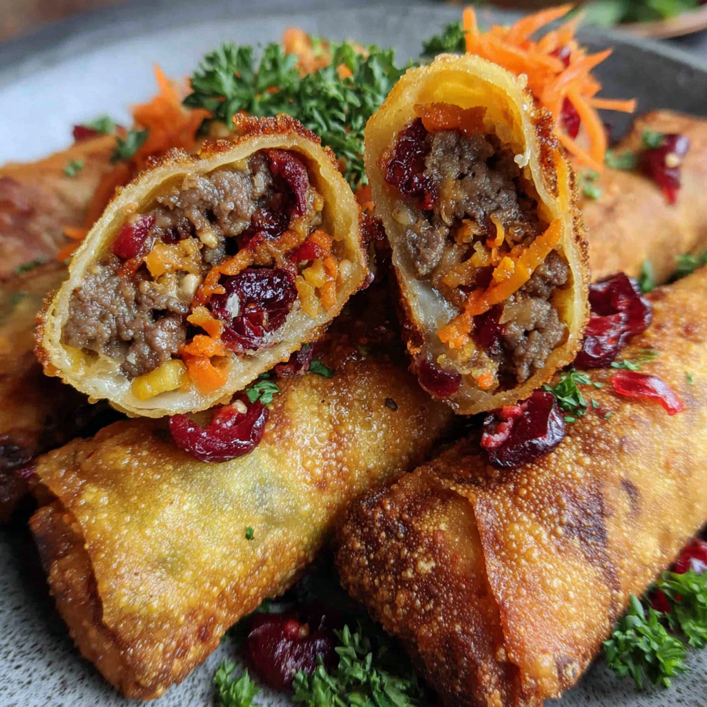 Ginger-Carrot Beef Rolls with Cranberries & Walnuts