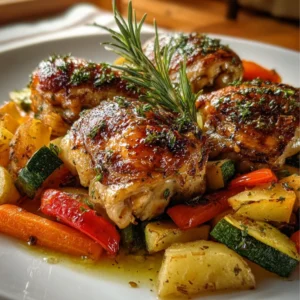 Maple Glazed Herb Chicken Thighs with Roasted Vegetables