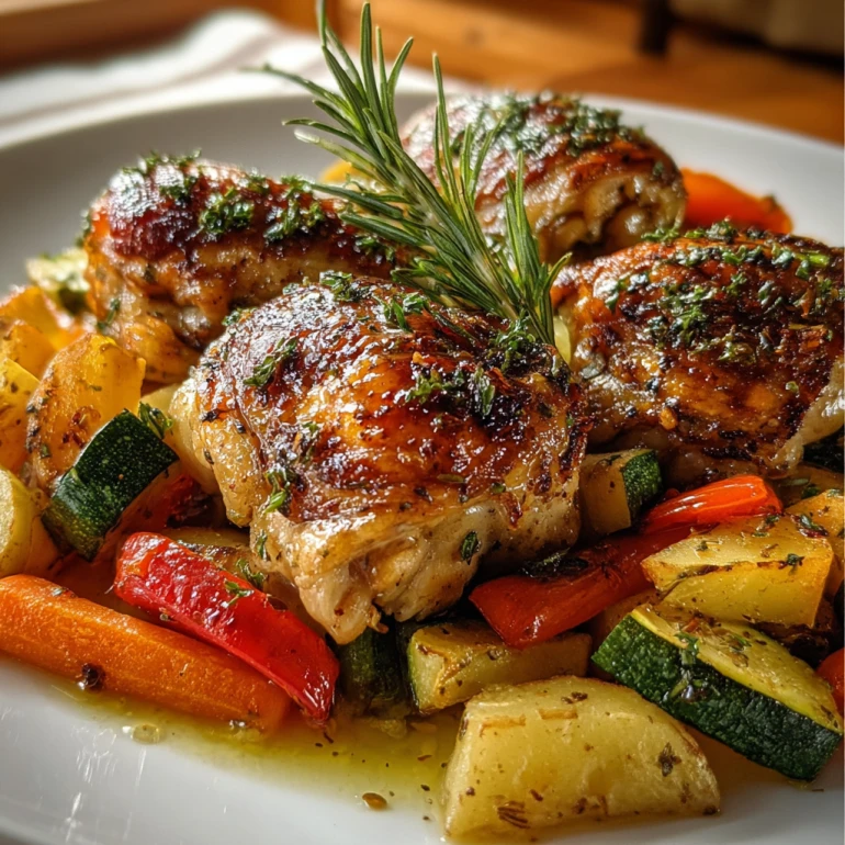 Maple Glazed Herb Chicken Thighs with Roasted Vegetables