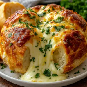 Giant Mozzarella-Stuffed Garlic Knot Pizza Bomb
