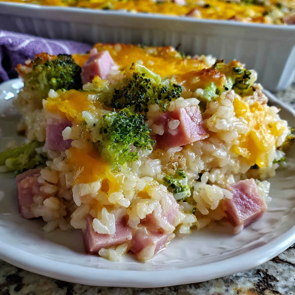 Broccoli Ham and Rice Bake