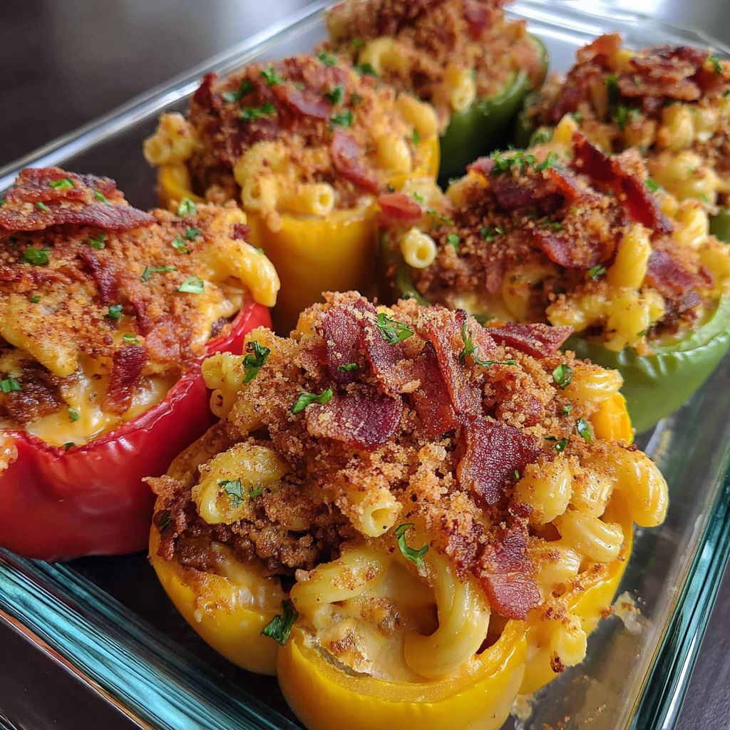 Smoked Bacon Mac Cheeseburger Stuffed Pepper Bombs