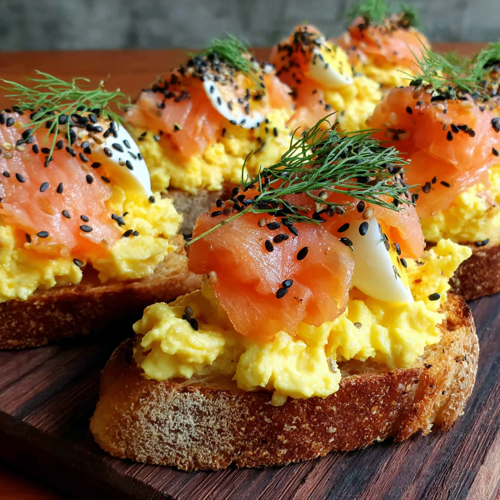 Smoked Salmon Crostini Egg Mousse