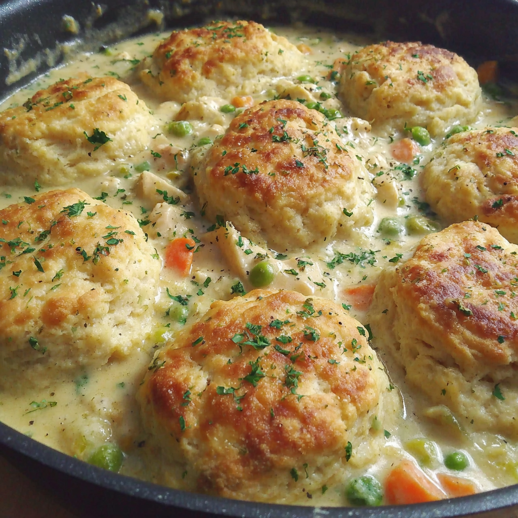 Chicken Dumpling Soup With Biscuits